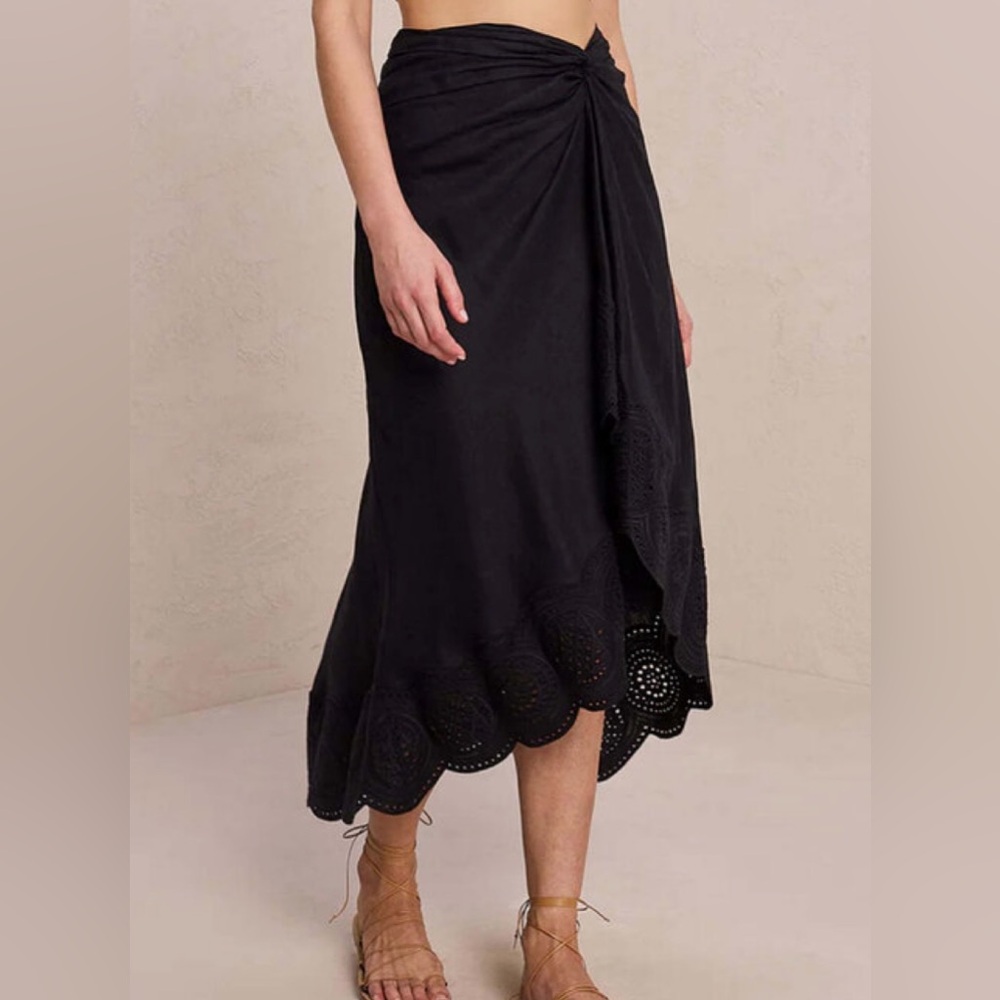A.L.C. Heather Linen Eyelet Skirt